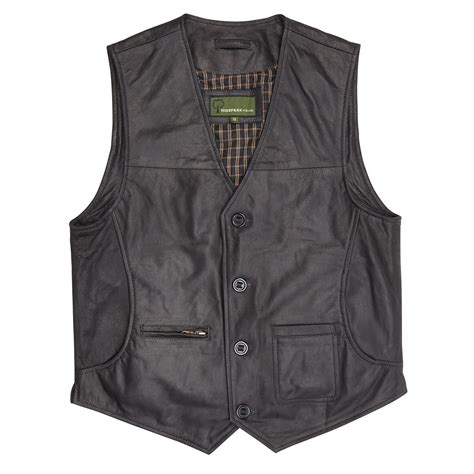 Rico Mens Black All Leather Waistcoat Hidepark Leather