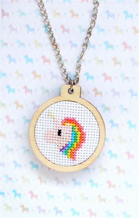 If you like something, just click on the link below each image. Necklace pendant embroidery unicorn kawaii cross stitch ...