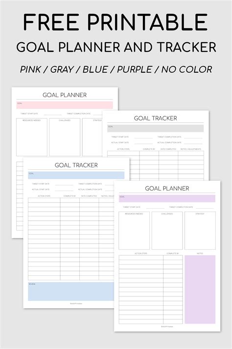 Printable Goal Planner And Goal Tracker