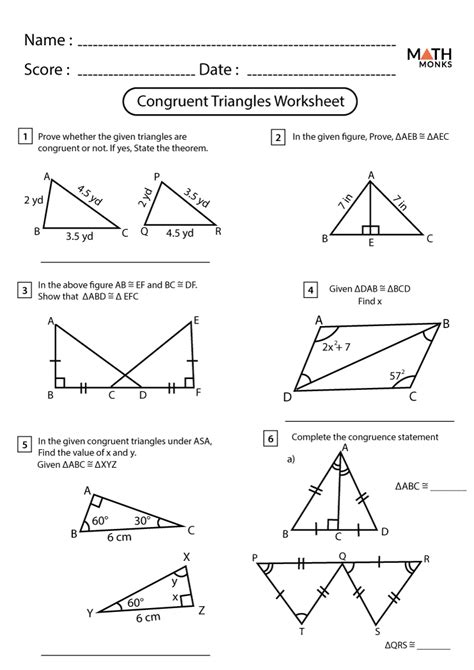 Geometry Triangle Congruence Worksheet