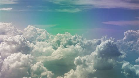 Download Wallpaper 2048x1152 Clouds Sky Porous Rainbow