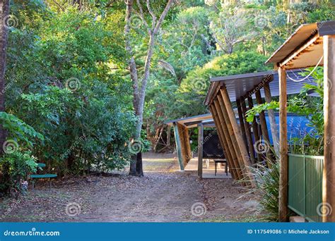 Rustic Cabins In An Australian Bush Camp Stock Photo Image Of