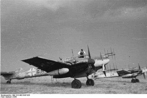 Photo German Bf 110 Night Fighter Aircraft At Rest France 1944