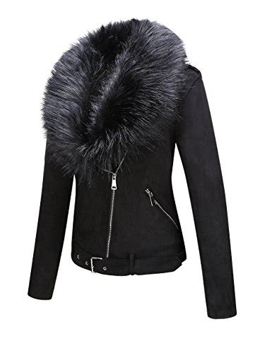 Women suede fur jacket thick warm faux sheepskin female loose winter biker coats. Women's Faux Suede Short Detachable Faux Fur Collar Moto ...
