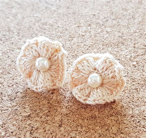 Crochet Flower Earrings Elka Belka Hand Made Jewlery