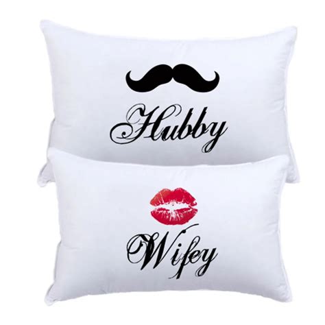 Hot Mr Mrs Wifey Hubby Moustache Kiss Pillowcases Couple Pillowcase Set Cool Custom Valentine