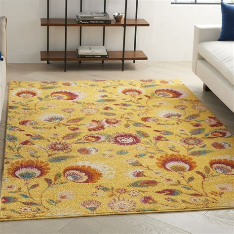 Nourison Allur Indoor Only Botanical Yellow Multicolor Area Rug