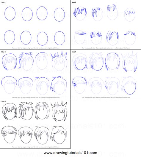 How To Draw Anime Hair Male Printable Step By Step