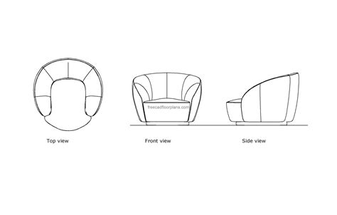 Round Armchair Free Cad Drawings