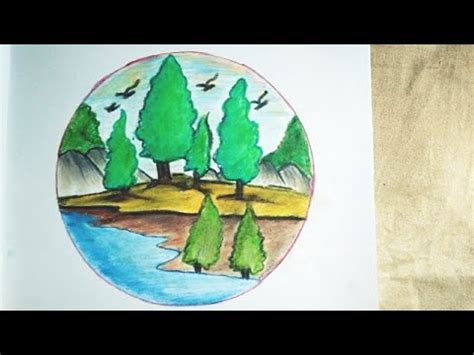 How to draw easy scenery | Easy nature scenery drawing for beginners
