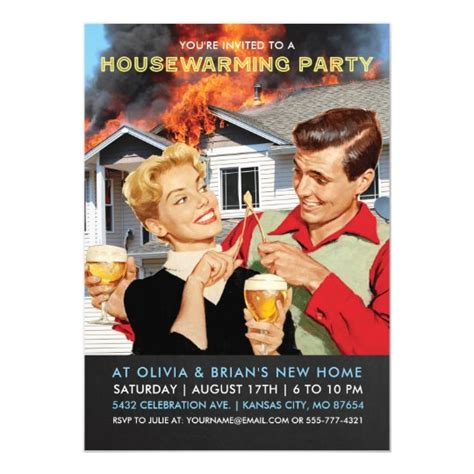 Funny Housewarming Party Invitations On Fire