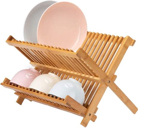 Collapsible Bamboo Dish Drying Rack Plate Holder Dish Rack Etsy