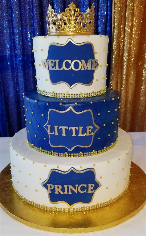 Calumet Bakery Welcome Little Prince Royal Blue And Gold Royalty Baby