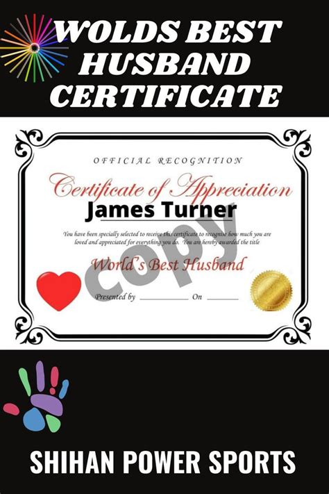 Certificate Of Appreciation Worlds Best Husband Quick Instant Etsy Uk
