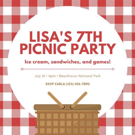 customize  picnic invitation templates  canva