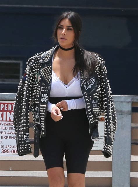 kim kardashian wearing biker shorts popsugar fashion photo 2