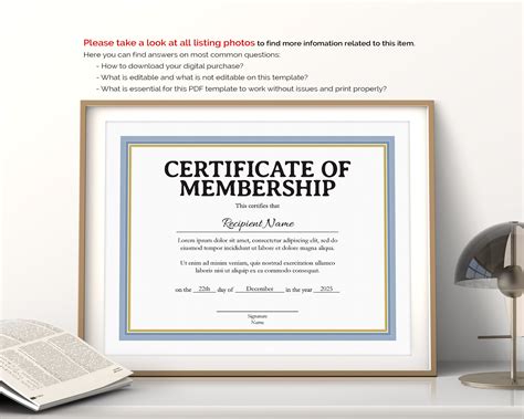 Membership Certificate Template