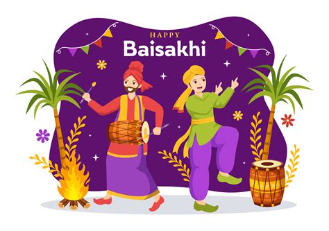 Happy Baisakhi Illustration With Vaisakhi Punjabi Spring Harvest