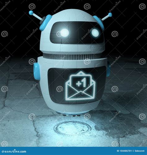 Futuristic Digital Robot Receiving Emails 3d Rendering Stock