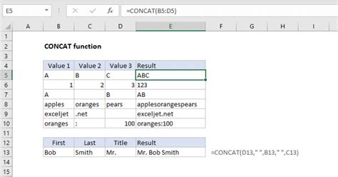 Excel Concat Function Exceljet