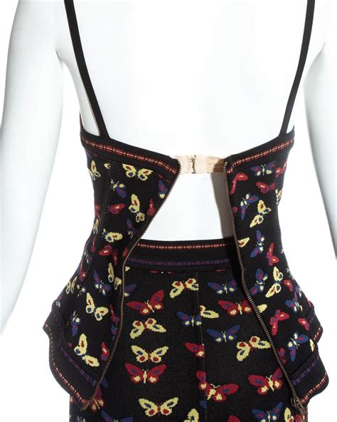 Azzedine Alaia Butterfly Printed Corset And Skirt Ensemble Fw 1991 For