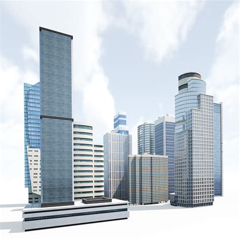 3d Model Skyscrapers Building Pack Vr Ar Low Poly Cgtrader
