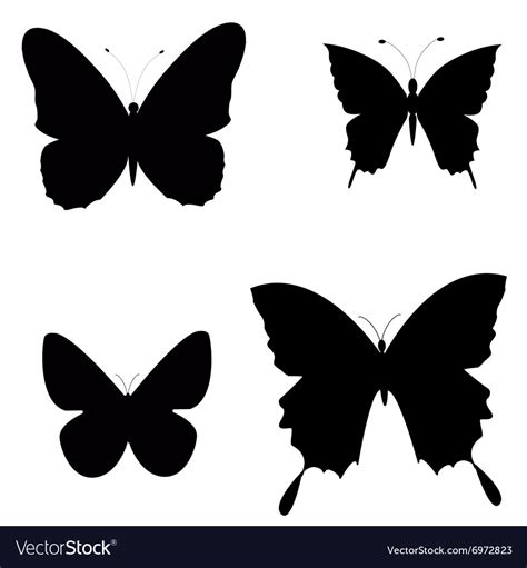 Black Silhouettes Of Butterflies Royalty Free Vector Image