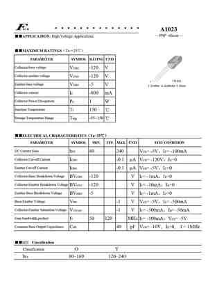 A1023 Datasheet Equivalent Cross Reference Search Transistor Catalog