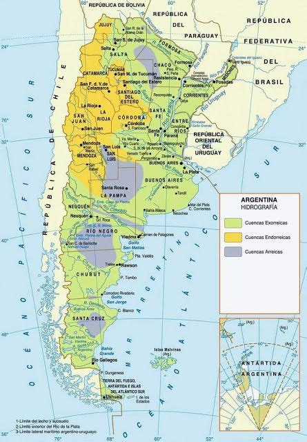Mapa Hidrografico Argentina Con Imágenes Mapa De Argentina