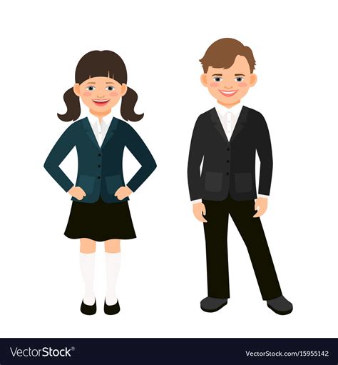Elementary Primary Students Kids In Uniform Vector Image