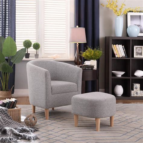 Modern Arm Accent Chair Upholstered Linen Fabric Single Sofa With