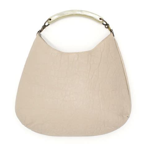 Laura B Moon Horn Handbag Leather And Mesh Bag Sand Strap Bag