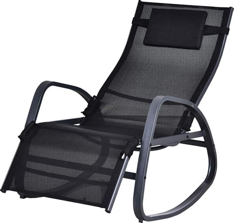 Outsunny Textilene Rocking Lounge Chair Zero Gravity Rocker Patio