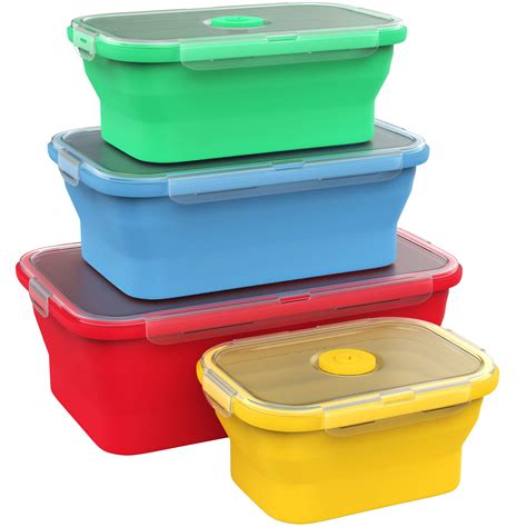 Vremi Silicone Food Storage Containers With Bpa Free Airtight Plastic