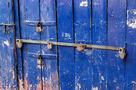 Blue Barred Door With Many Padlocks India 16022332398 Posters