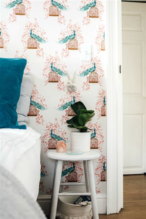Small Girls Bedroom Makeover With Wallpaper Accent Wall Nesting With