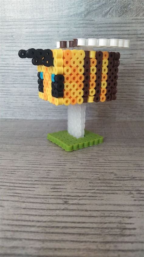 Minecraft Inspired Bee on Stand in 2021 | Pearl beads pattern, Perler