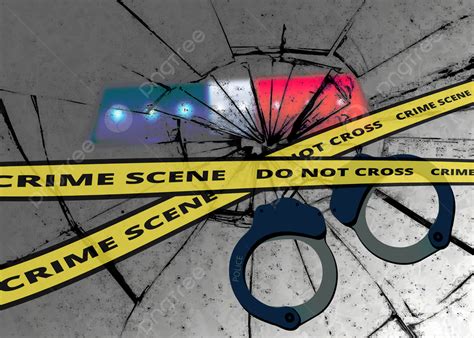 Crime Scene Background With Cordon Police Car Light Handcuff Shooting
