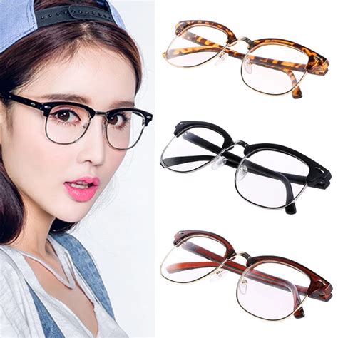 new comfy retro ultra light women metal half rimless glasses optical eyeglasses frame clear lens