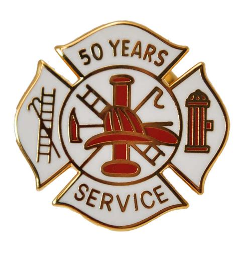 50 Years Fire Service Pin Boxed Ss Fire 50