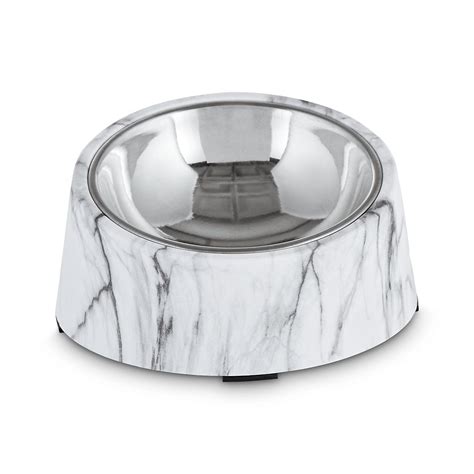 Harmony Slanted Marble Print Base And Stainless Steel Dog Bowl Set 17