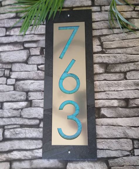 Modern House Numbers Mid Century Vertical Address Plaque Etsy In 2020