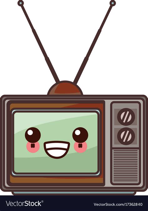 Old Tv Technology Cute Kawaii Cartoon Royalty Free Vector