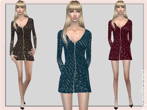 Sequin Zip Front Mini Dress By Melisa Inci At Tsr Sims 4 Updates