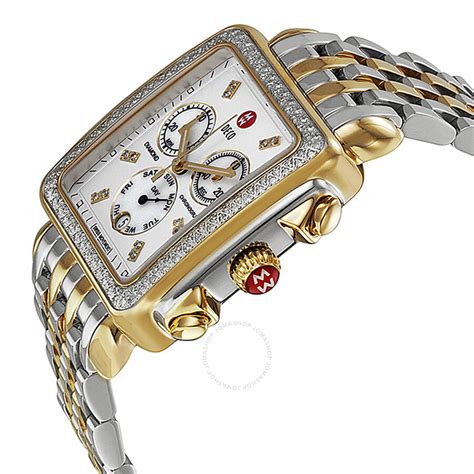 Michele Deco Xl Day Diamond Two Tone Stainless Steel Ladies Watch