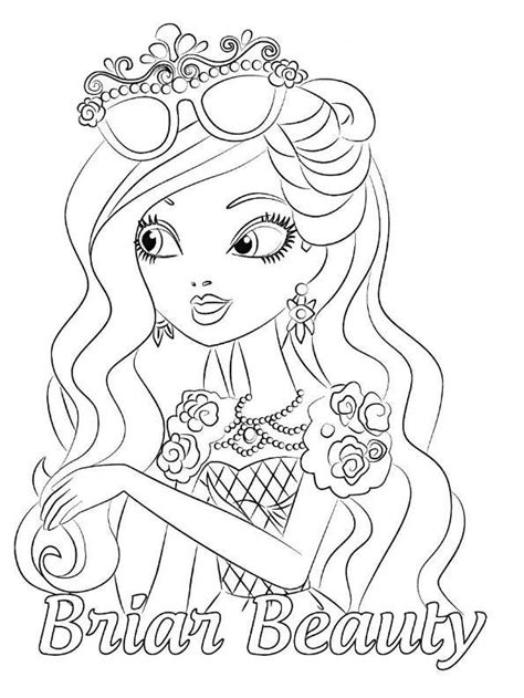 Click here to print getting fairest ever after high coloring page, briar beauty, apple white, raven queen and madeline hatter. Coloring page Ever After High Briar Beauty | Cute coloring ...