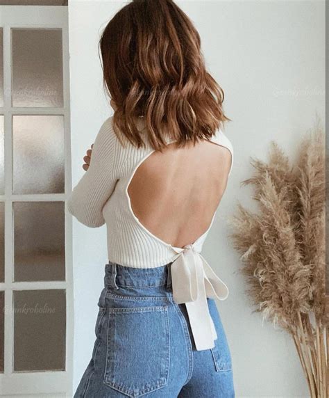 Backless Sexy Top Strappy Sweater Knitted Sweater For Women Etsy