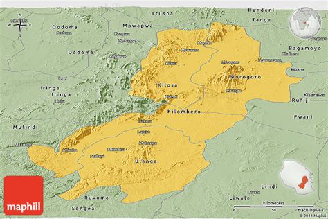 Savanna Style Panoramic Map Of Morogoro