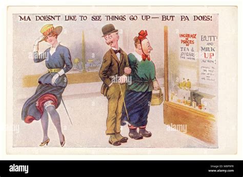 Ww1 Era Comic Saucy Postcard With Social Comment On The Hemline Of
