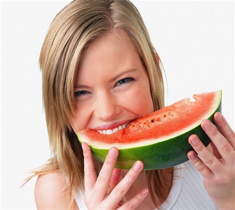 Woman Eating Watermelon License Images 11161958 StockFood